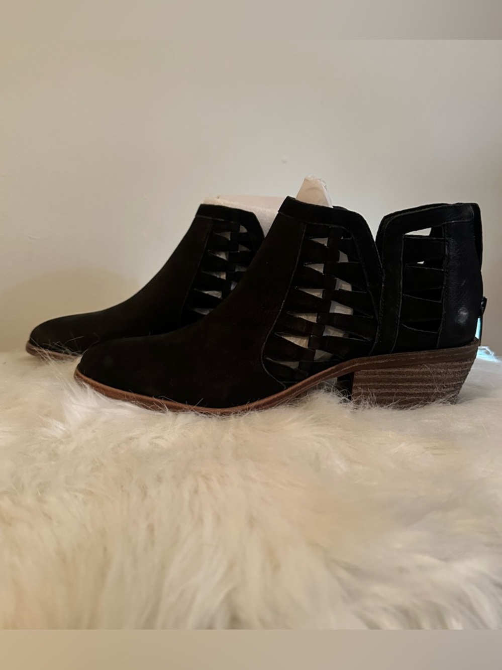 Vince Camuto Black Suede Cutout Ankle Boots